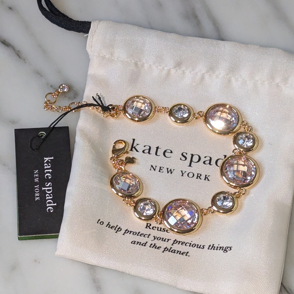 NWT Kate Spade On the Dot Bracelet - Stunning - Clear/Gold
